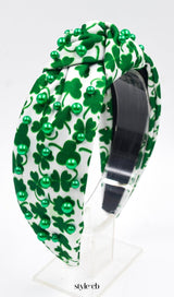 Green Pearl Clover Headband