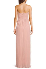 Strapless Pleated Maxi Dress in Pink