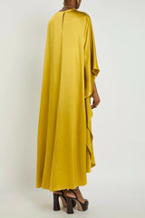 Yellow Draped Silk Maxi Dress