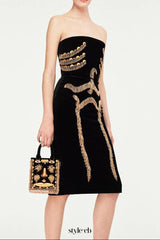 yuri Skeleton tassel embellished Bustier mini Dress in black