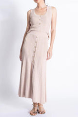 eartha sleeveless knitted dress top skirt set in apricot