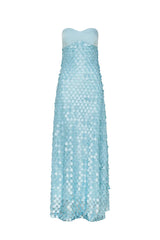 iris Lace sequin backless maxi dress in blue