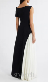 yvette one-shoulder pleated maxi dress in black