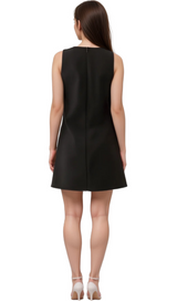 Aviva black 3d-petal sequined mini dress