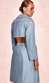 BERTHA PEARL CUTOUT TUXEDO BLAZER DRESS IN BLUE