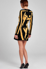 LONG SLEEVE SPARKLY DRESS BLACK GOLD