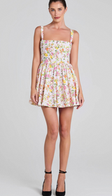 FLORAL PRINTED COTTON MINI DRESS