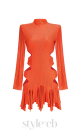 IRENE RHINESTONES EMBELLLISHED MINI DRESS IN ORANGE