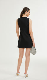 CRYSTAL-EMBELLISHED MINI DRESS IN BLACK
