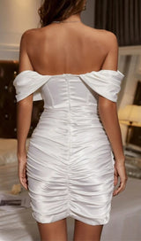 IVORY TUBE TOP PLEATED DRESS