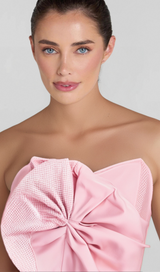 ANNABELLE BOWKNOT BANDAGE BUSTIER MIDI DRESS IN PINK