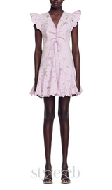 DANIE FLORAL LACE MINI DRESS IN PALE PURPLE