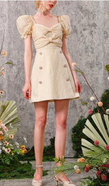 YELLOW BOW DECOR MINI DRESS