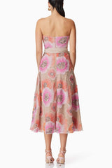 Strapless Flower Sequin Embellished Midi Dress