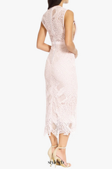 gloria Lace Bandage midi Dress in Blush