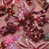 tracy sequin embroidery halter maxi dress in red