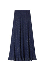 alexandra Rhinestone knit maxi skirt in navy blue