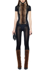 elma furry embellished Turtleneck Bodysuit in black