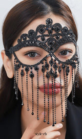 Delfina Rhinestone Tassel Mask