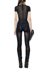 elma furry embellished Turtleneck Bodysuit in black