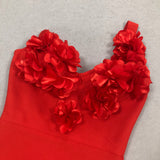 candice one-shoulder flower bodycon maxi dress in red