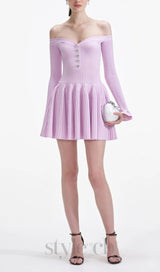 Pink Ribbed Knit Mini Dress