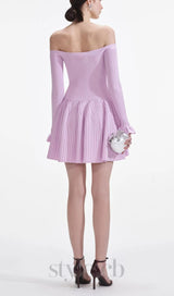 Pink Ribbed Knit Mini Dress