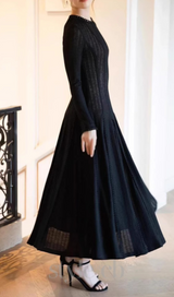 black crochet lace maxi dress with sleeves