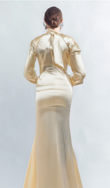 RAE CHAMPAGNE ONE-SHOULDER RUFFLE EMBELLISHED MAXI DRESS