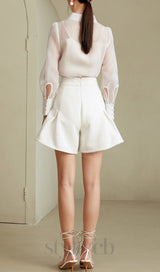 WHITE MESH TWO-PIECE SUIT