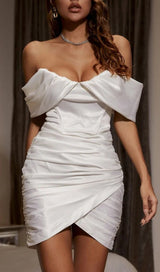 IVORY TUBE TOP PLEATED DRESS