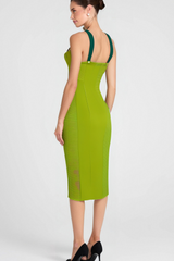 GREEN BANDAGE SLIP MIDI DRESS