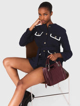 sigrid navy blue 4-pocket tweed jacket