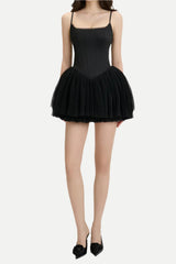 celeste lace bowknot backless mini dress in black