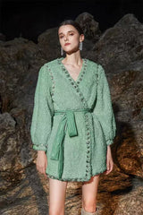 Joy V-Neck Long Sleeve Diamond Stud Coat