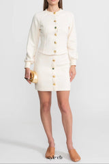 tabitha Embellished Button Co-ord Set – Ivoire