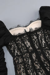 wendy square neck lace maxi dress in black