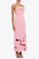 louise Appliqué Bustier Maxi Dress in pink