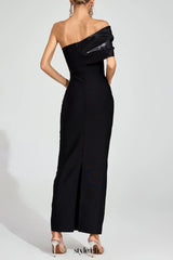 xaviera Black Diamond Bandage strapless maxi Dress