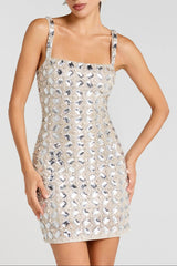 sabrina Silver rhinestone embellished mini Dress