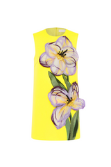 Yvonne Appliqué Floral Mini Dress in Yellow