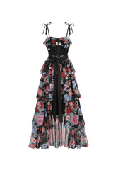 carlin floral print cutout layer maxi dress