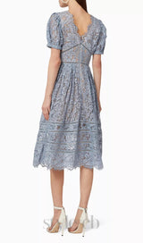 FINE CORD LACE MIDI DRESS