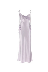 Bahari Floral Ribbon Satin Maxi Dress in purple
