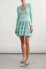 Archetypes ribbed pointelle-knit sweaters in green