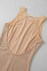 maud Square Crystal-embellished Mesh Mini Dress in apricot