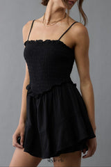 Ruffle Tiered Romper mini dress in black