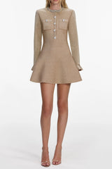 phoenix Gold Crystal Trim Knit Mini Dress