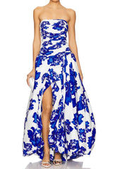 nancy Violette  Bubble Hem Maxi Dress in cobalt
