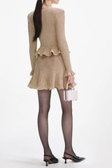 alisa Gold Lurex Peplum Knit Mini Dress